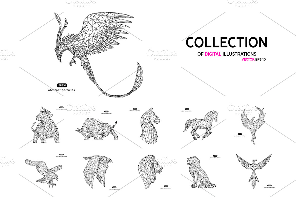 Vector shapes of abstract animals, a Technology Illustration by Julvil