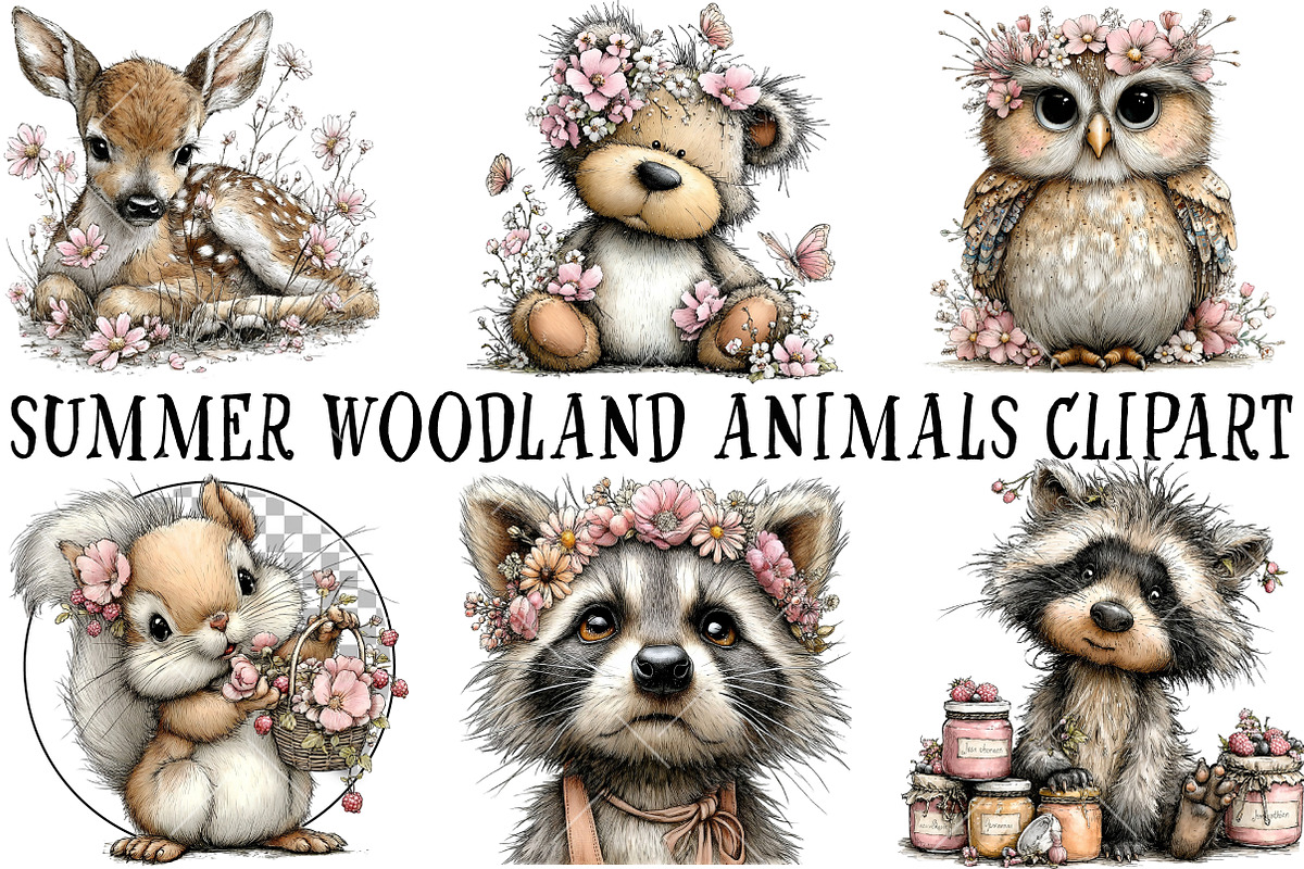 Summer Woodland Animals Clipart, a Seasonal Illustration by OK Design (Photo 2 of 6)