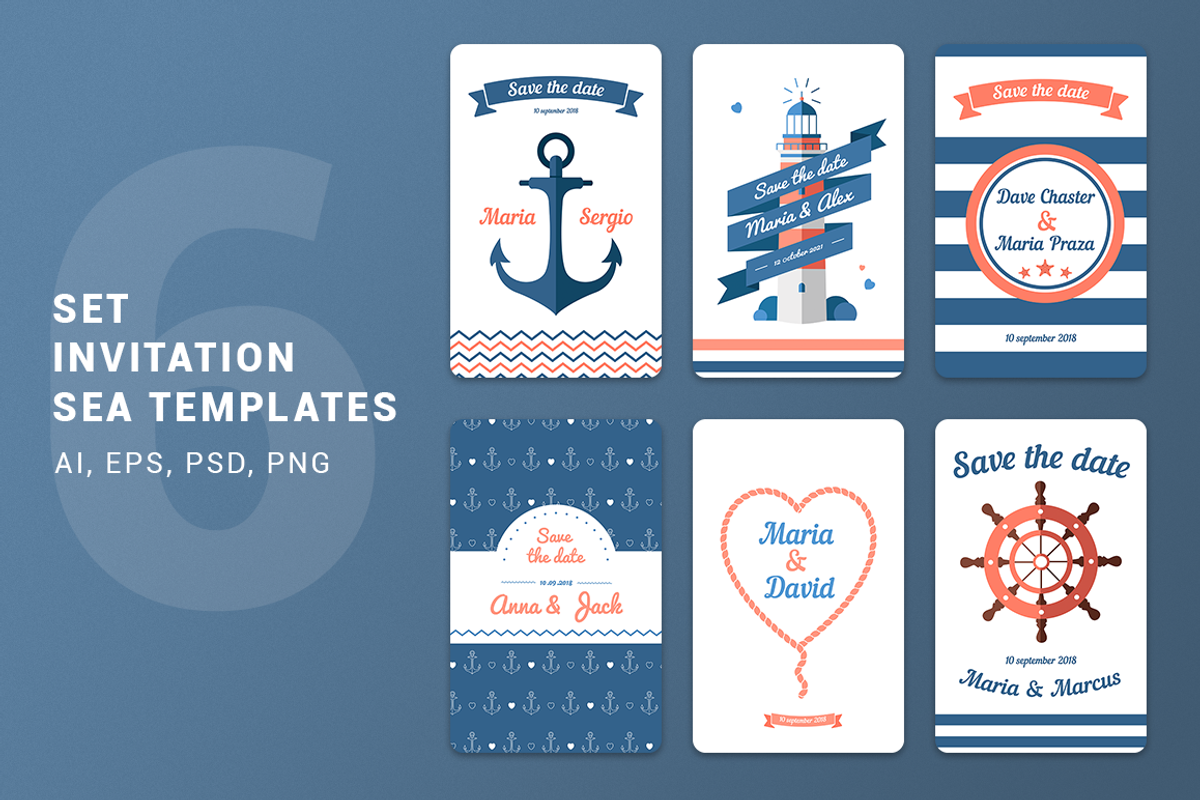 Wedding invitation Sea Templates, an Invitation Template by Fay_Francevna