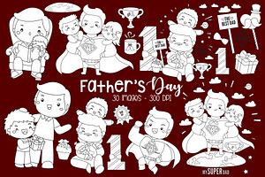 Father's Day Clipart Family Coloring