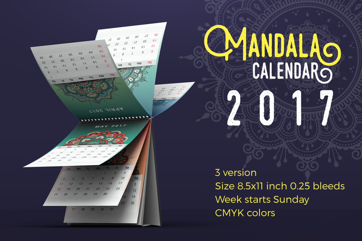 Mandala Desk Calendar 2017, a Poster Template by Raftel (Photo 1 of 4)