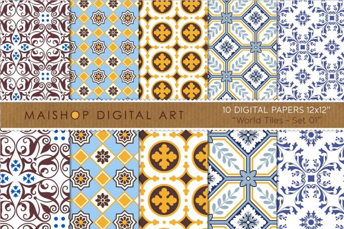 Digital Paper World Tiles Set 01
