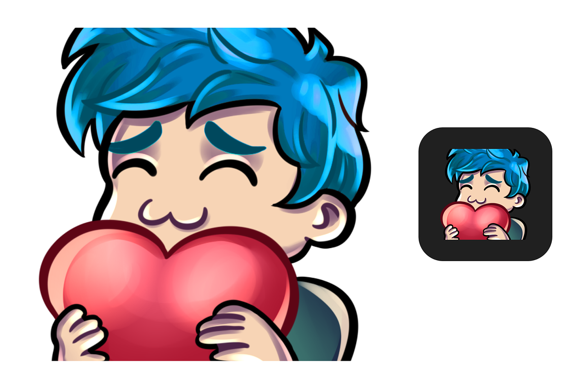 12 Blue Hair Chibi Boy Twitch Emotes, an Illustration by Custom Fonts & Patterns (Photo 6 of 12)