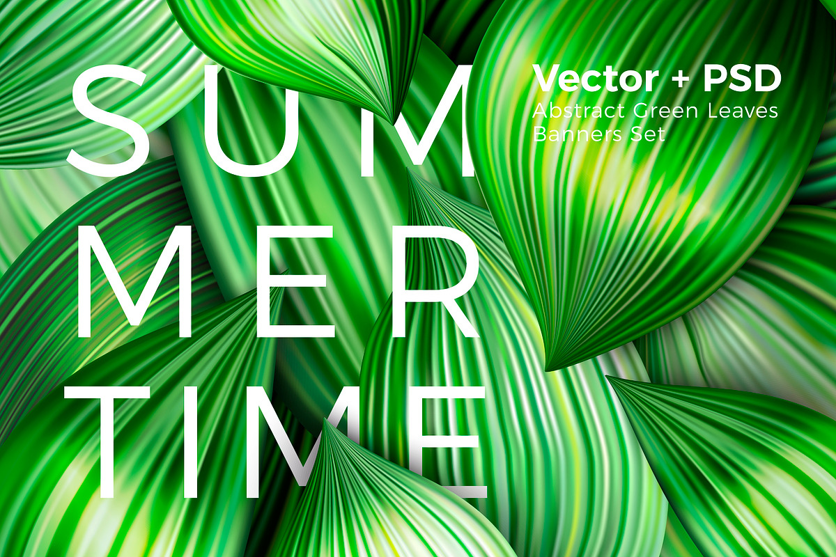 Summer Leaves Abstract Banners Set, a Decorative Illustration by Tashal (Photo 1 of 5)