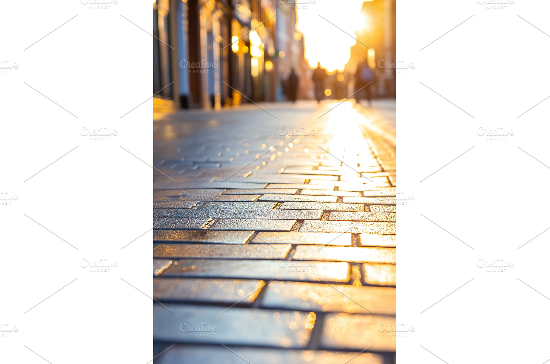 Sunlit urban street with blurred, an Architecture Photo by Lermont51