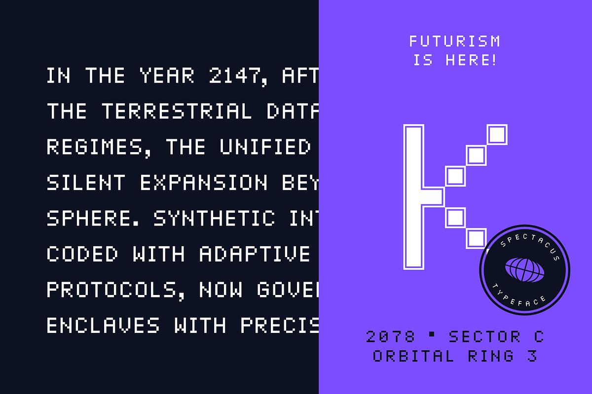 Spectacus Pixel Typeface (12 Fonts), a Sans Serif Font by alpercakici (Photo 6 of 14)