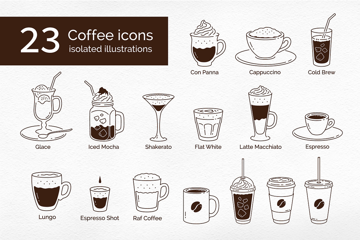 Coffee Cups Icons, an Object Graphic by Sonya Illustrations (Photo 1 of 5)
