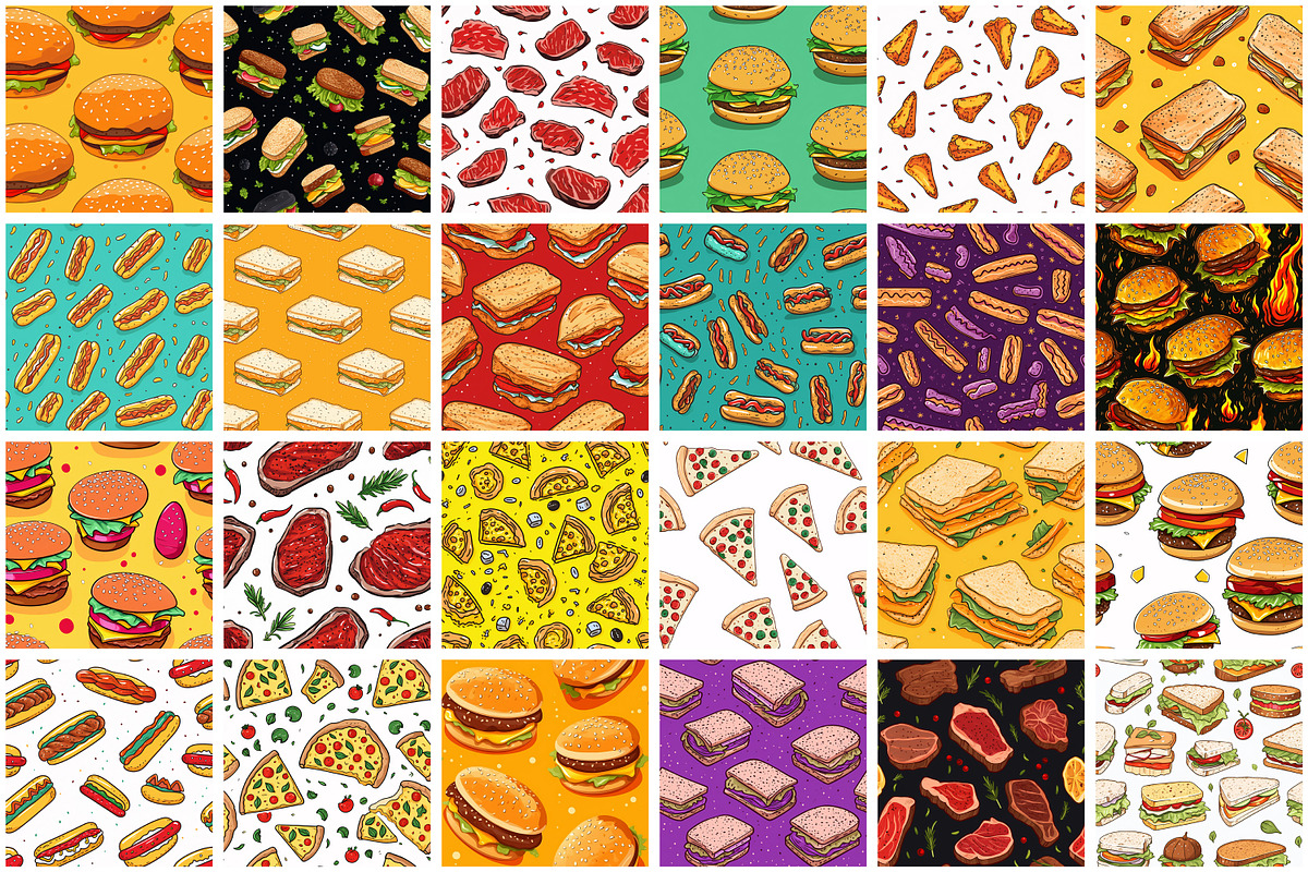 Fast Food Seamless Pattern, a Pattern Graphic by Forhadx5 (Photo 5 of 7)