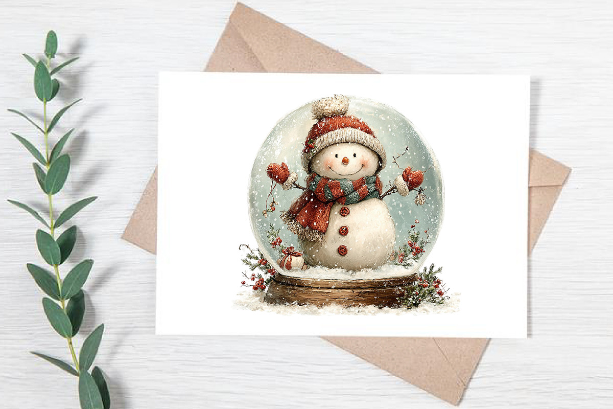Merry Christmas Snowman Clipart, an Illustration by Canvas Craft (Photo 6 of 6)