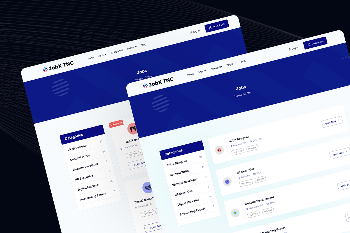 JobX TNC - Job Portal HTML Template, a HTML Template by TNCFlow (Photo 5 of 5)