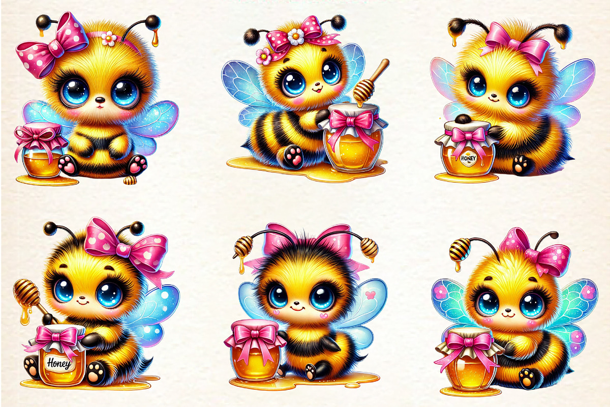Cute Honey Bee Sublimation Clipart, an Illustration by DreamArtGraphic (Photo 4 of 5)
