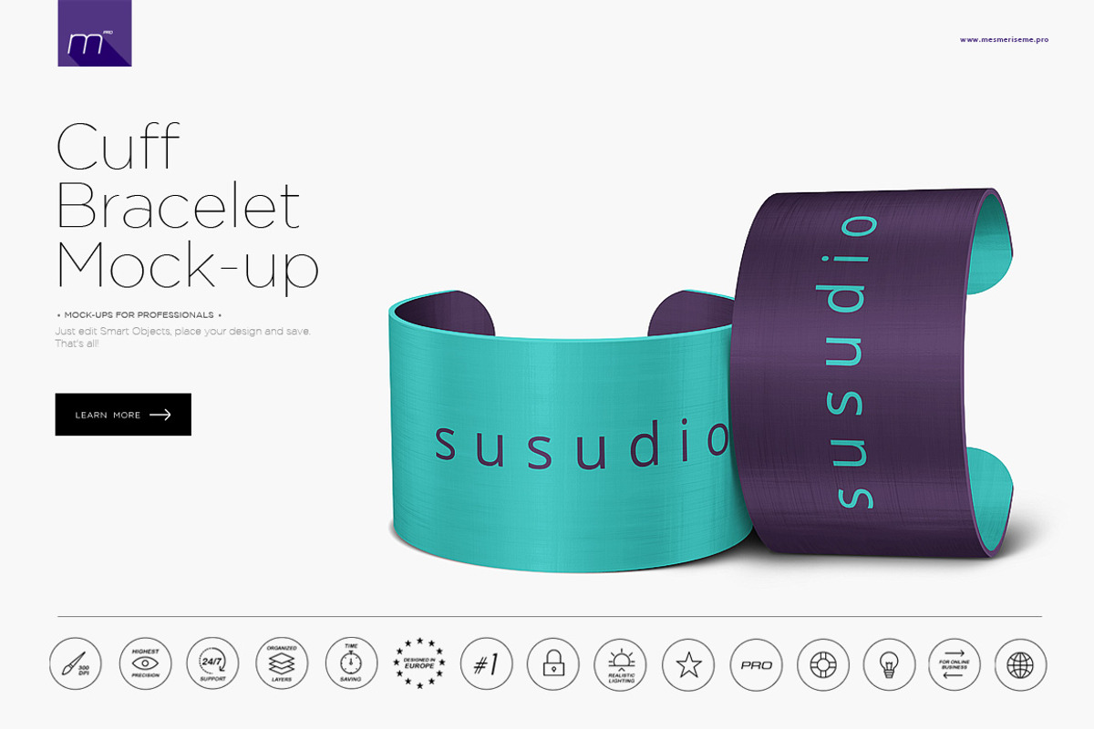 Cuff Bracelet Mock-up, an Advertising Mockup by BlackMocca (Photo 1 of 7)