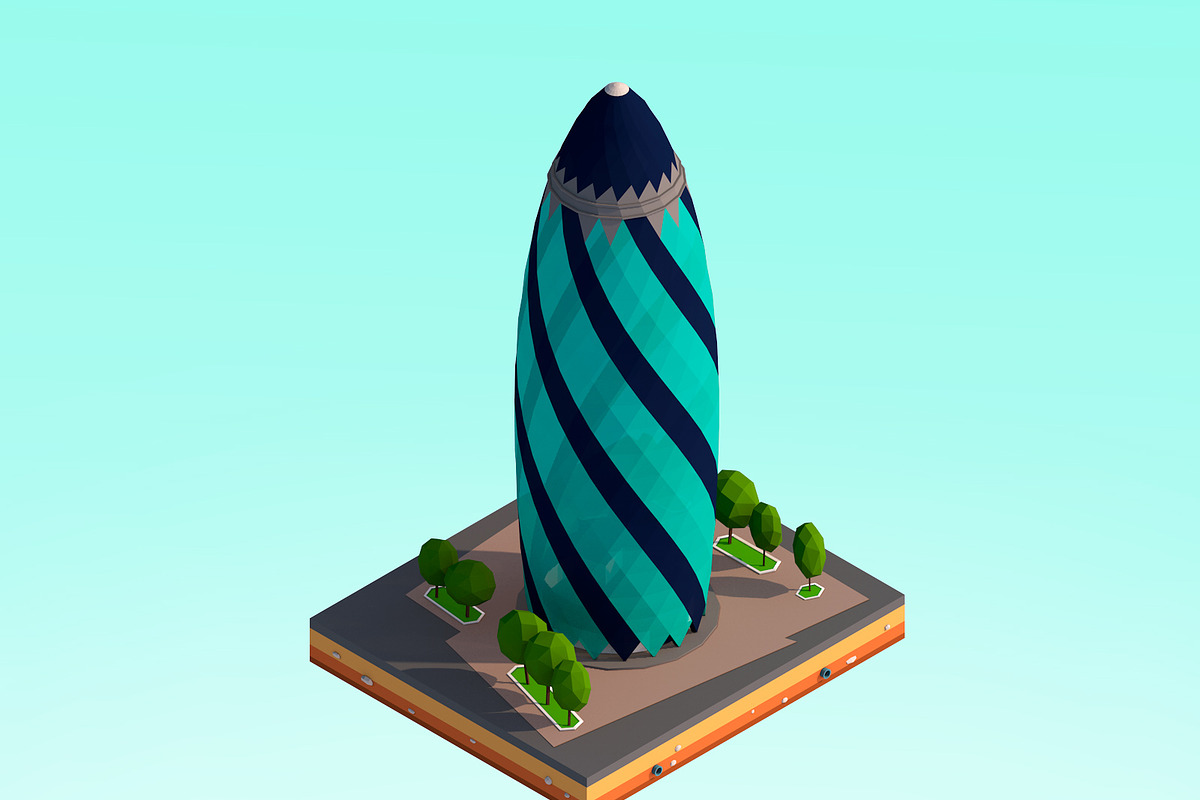 Polygonia Cartoon Low Poly Landmarks, a 3D by Anton Moek (Photo 7 of 7)