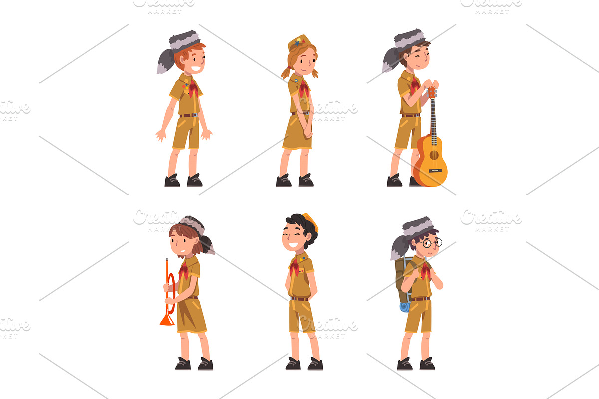 Little Boy and Girl Scout in, a Person Illustration by TopVectors