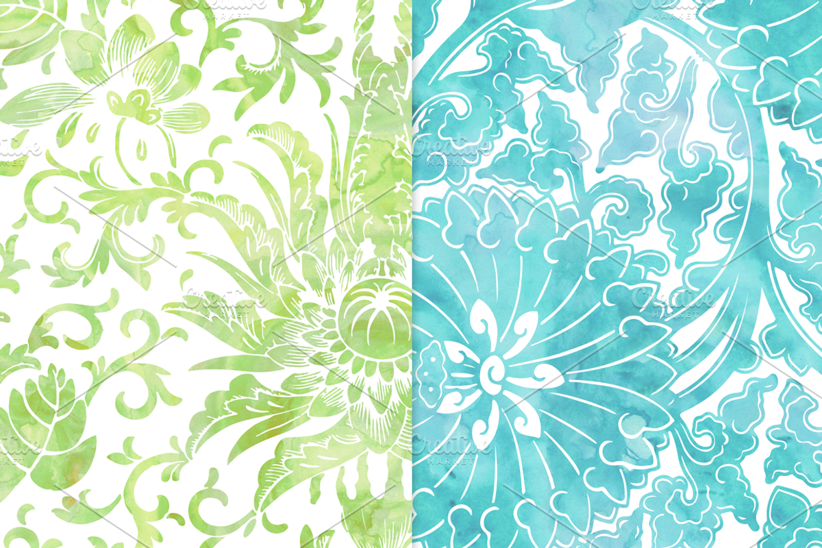 Cool Watercolor Floral Backgrounds, a Pattern Graphic by Paper Element (Photo 3 of 7)