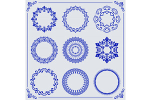 Vintage Big Set of Round Vector, a Decorative Illustration by FineArtStudio