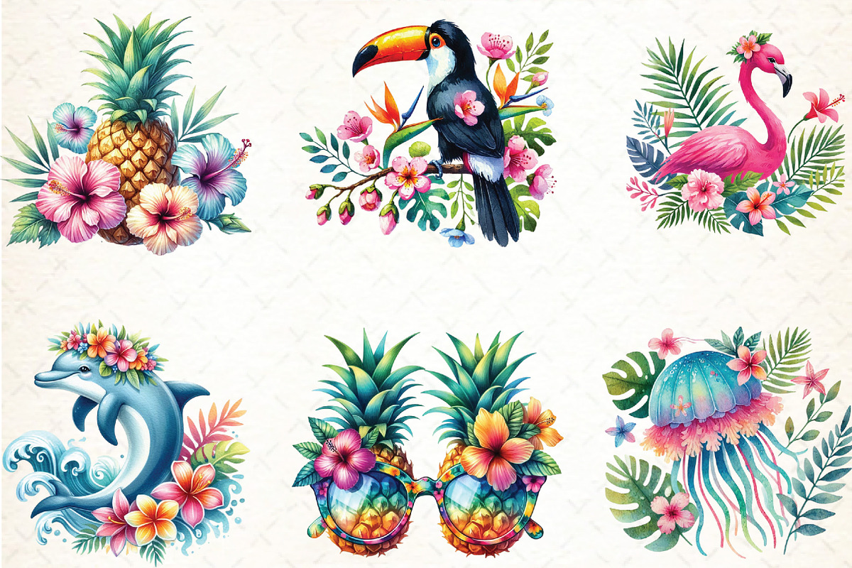 Tropical Spring Clipart, an Illustration by DreamCafeArt (Photo 3 of 6)