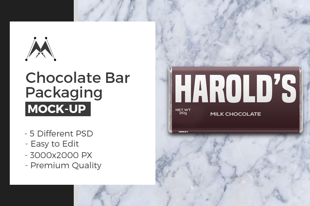 Chocolate Bar Pack Mock-Ups, a Packaging Mockup by Modern Studio (Photo 1 of 8)