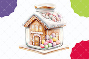 Christmas Jar Gingerbread House Clip, an Illustration by designcity5 (Thumbnail 5 of 5)