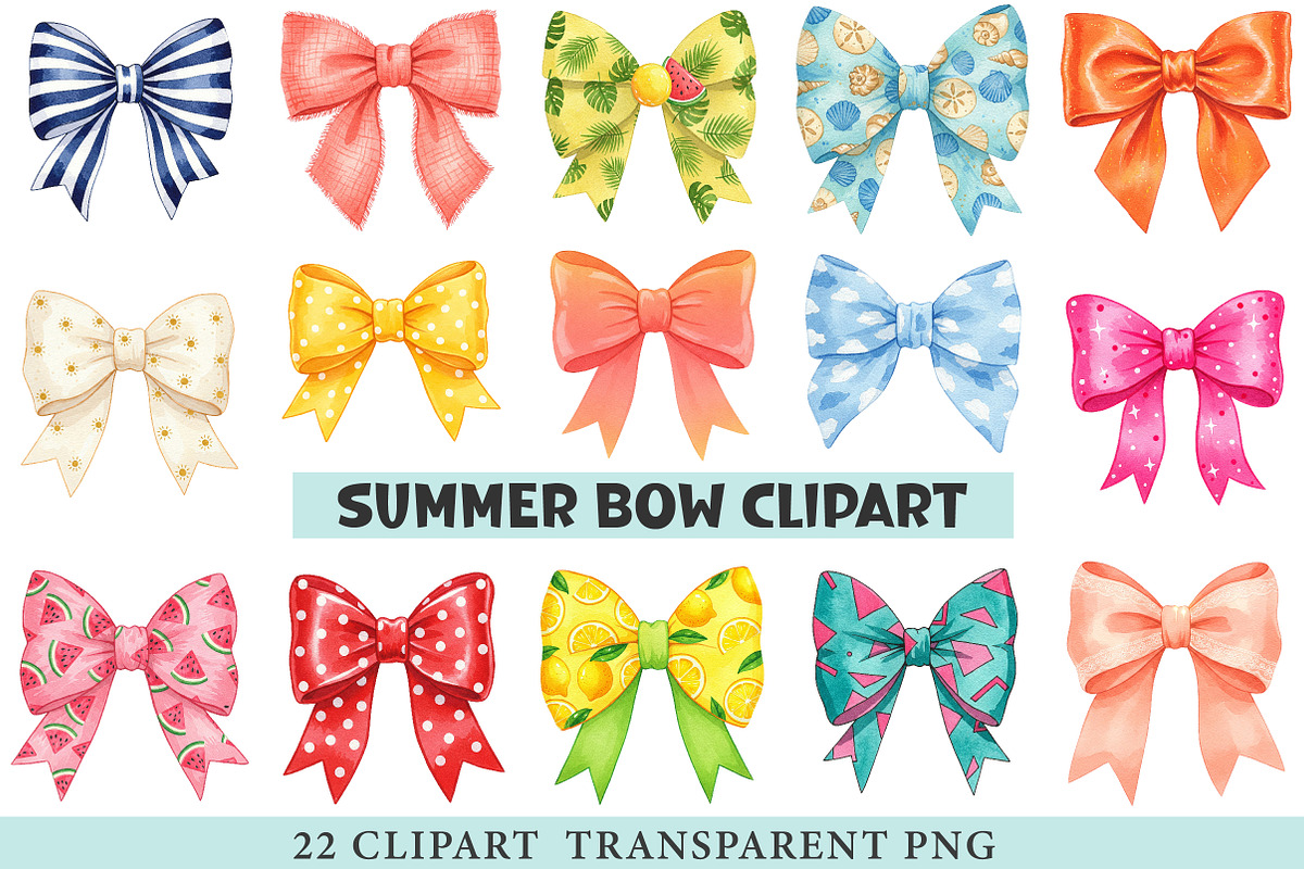 Summer Bow Clipart Bundle, an Illustration by cherrydesign (Photo 1 of 3)
