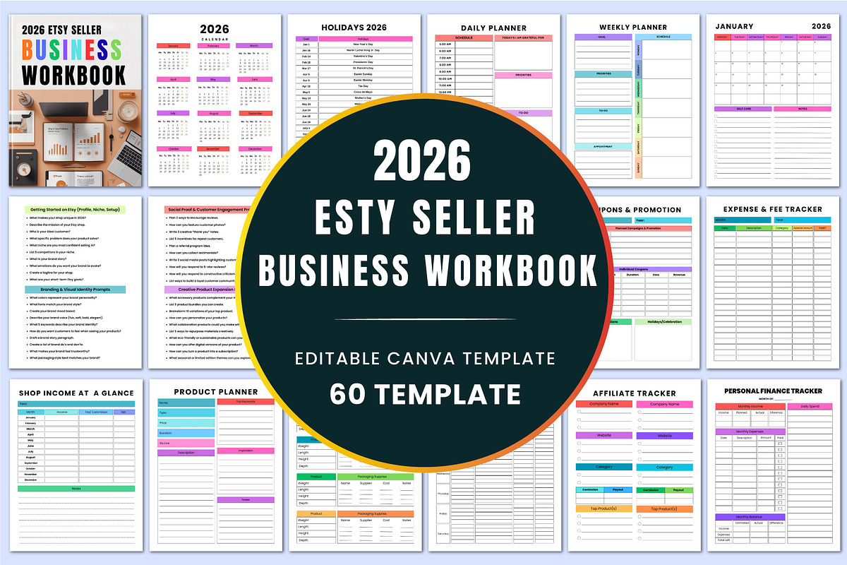 2026 Etsy Seller Business Workbook, a Stationery Template by Shumaya (Photo 1 of 7)