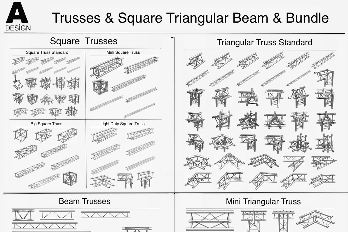 Trusses Collection - 129 PCS Modular, a Furniture 3D Model by akerStudio (Photo 1 of 88)