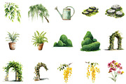 Watercolor Garden clipart, an Illustration by Designworld (Thumbnail 2 of 5)