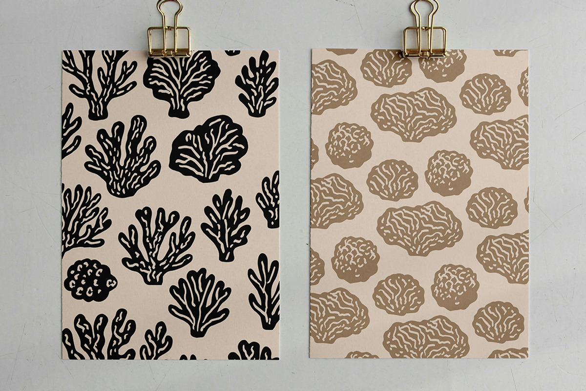 Linocut Coral Clipart Bundle, an Illustration by ClayStudio (Photo 5 of 8)