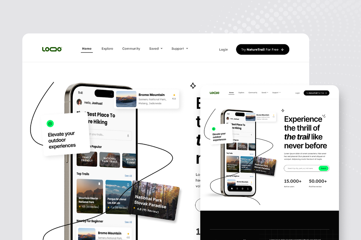 Nature Hiking Guide Landing Page, a Landing Page Template by SquidPixey (Photo 2 of 5)