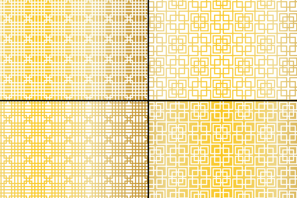 Gold and White Fretwork Patterns, a Pattern Graphic by Melissa Held Designs
