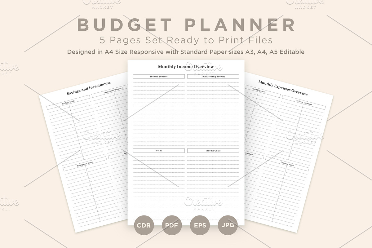 Budget Planner Pages Set V-01, a Stationery Template by shahsoft (Photo 1 of 3)