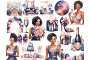 Happy Birthday Clipart Set, a Person Illustration by GlamArtZhanna (Thumbnail 3 of 5)