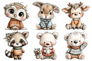Winter Animals in Sweaters Clipart, an Illustration by Pixels.Craft (Thumbnail 5 of 6)