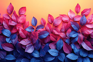 Colorful leaves create a vibrant backdrop in shades of pink and blue on an oran, a Nature Photo by AlyaAnd