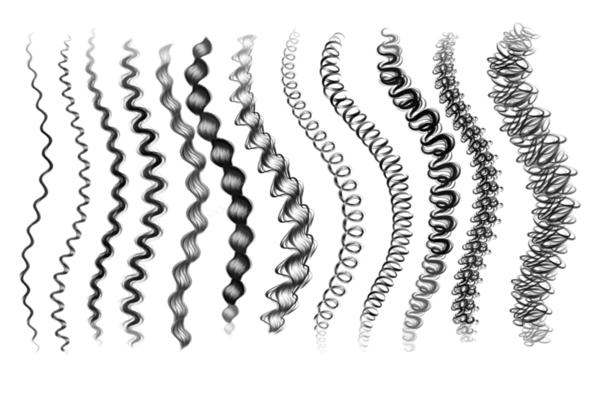 Procreate brush curly hair pigtails, a Brush Add-On by Elenbushe (Photo 7 of 7)