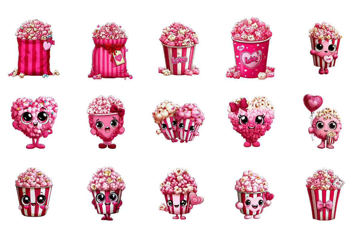 Valentines Popcorn Clipart, an Illustration by DreamArtGraphic (Photo 2 of 4)