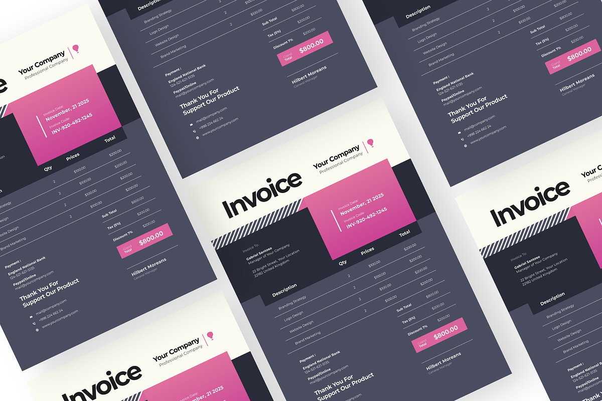 Pink Blue Invoice, a Resume Template by Izdihaar_Studio (Photo 4 of 4)