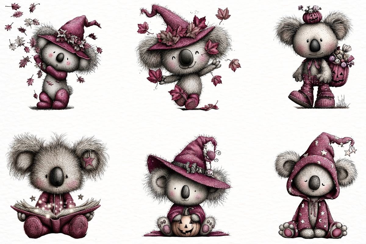 Whimsical Halloween Koala Clipart, a Seasonal Illustration by Designworld (Photo 2 of 8)