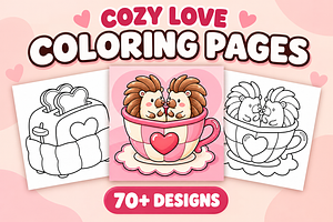 Cozy Love Coloring Pages – Volume 3, a Seasonal Illustration by Inkivelle Studio