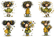 Whimsical Spring Girl Clipart, an Illustration by CraftArtStudio (Thumbnail 3 of 6)