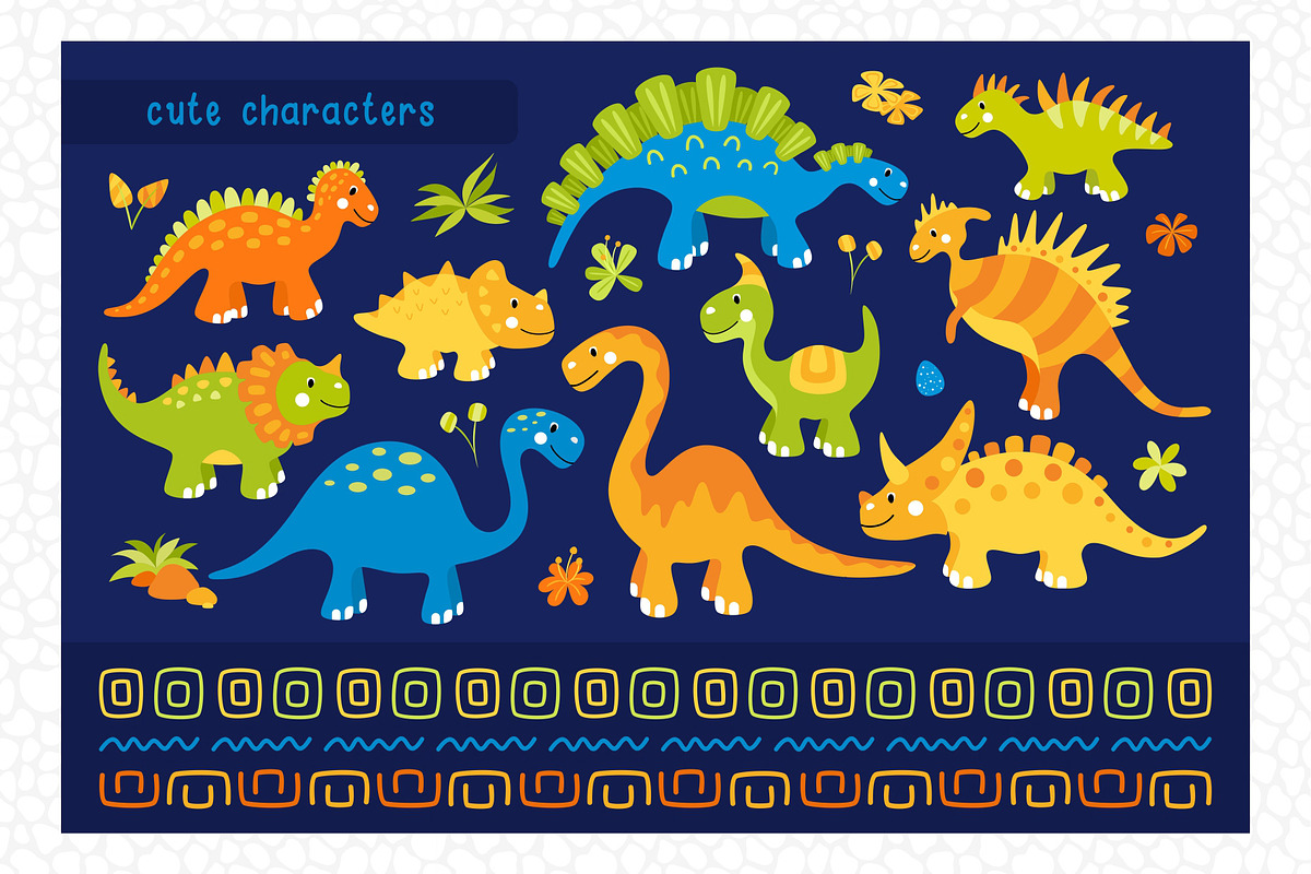 Dinosaurs patterns and alphabet, an Animal Illustration by LartGraphics (Photo 10 of 12)
