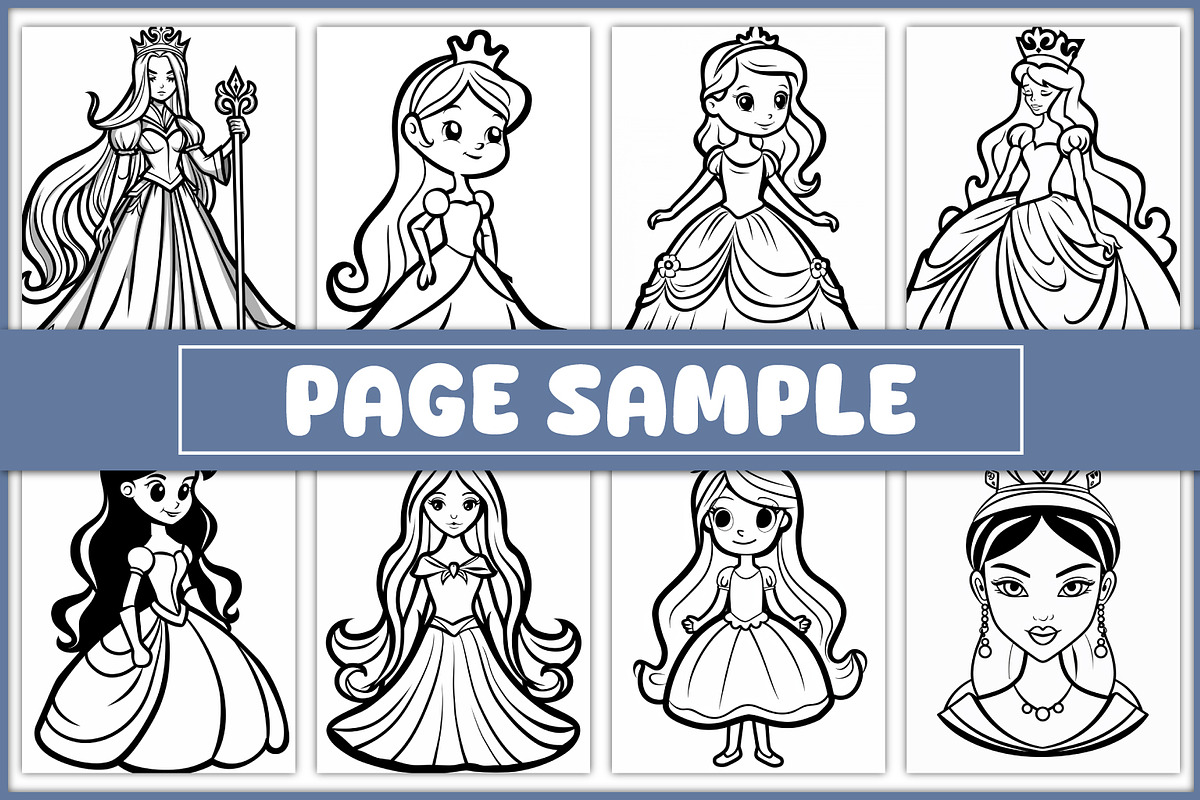 100 Princess Coloring Pages, a Person Illustration by BrightMart