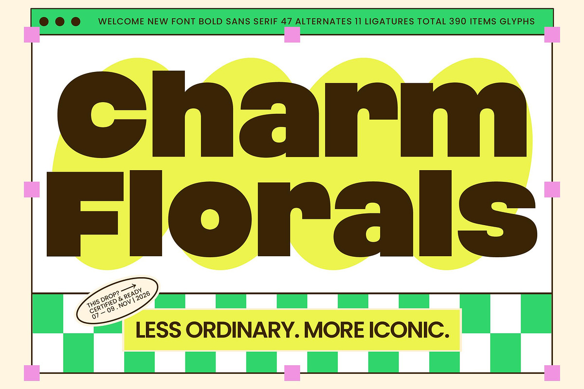 Charm Florals Bold Sans Serif Font, a Sans Serif Font by timelesstype.co (Photo 1 of 10)