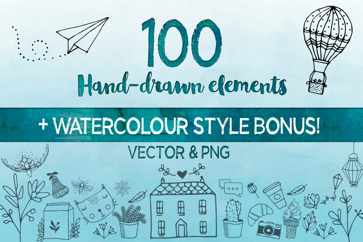 Hand drawn Elements Vector and PNG, an Illustration by Suzy-Lou (Photo 1 of 7)