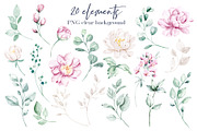 Pink and white watercolor flowers, a Card Template by Larisa Maslova (Thumbnail 7 of 12)