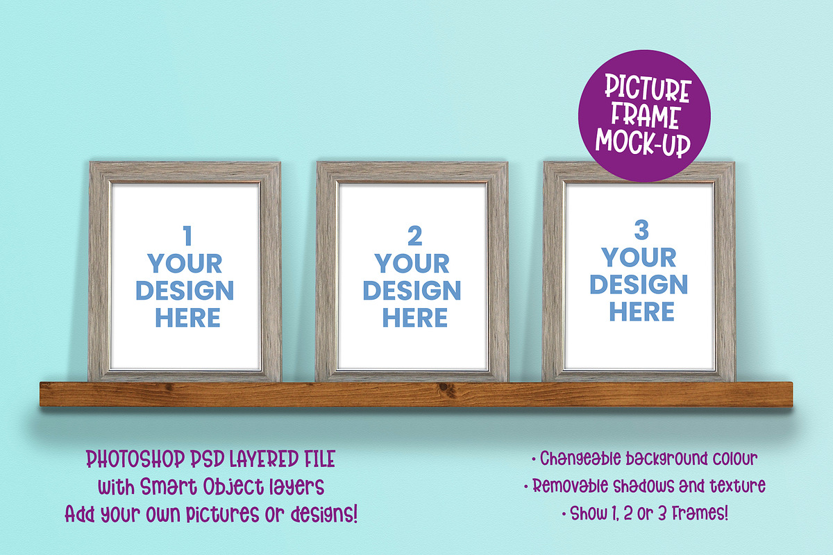 Picture Frame Mock Up - 1, 2 or 3!, a Product Mockup by Little Type Factory (Photo 1 of 6)