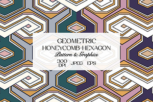 Geometric Hexagon-Honeycomb Pattern, a Pattern Graphic by StudioGlouna