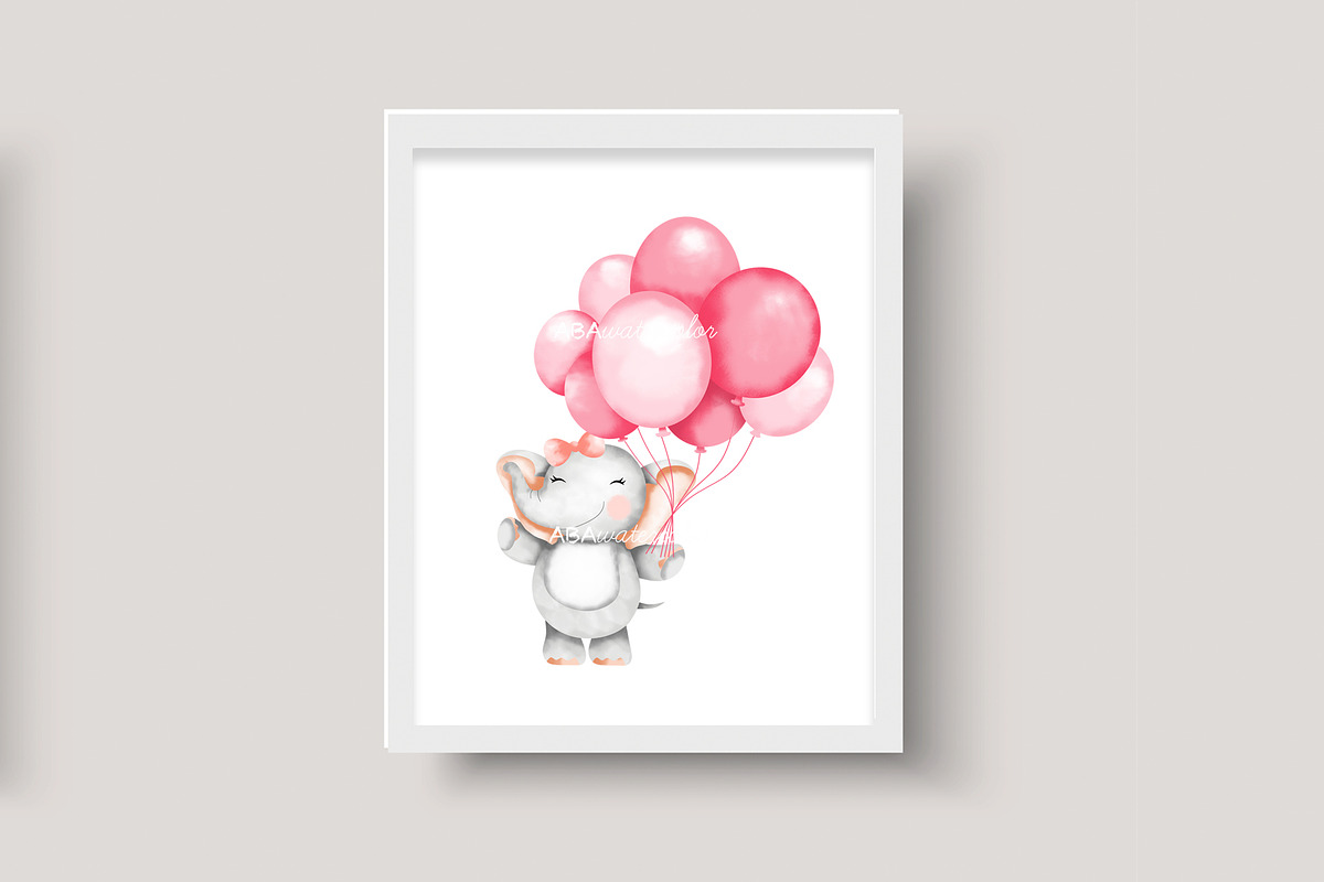 Cute Baby Elephant Clipart, an Illustration by ABAwatercolor (Photo 2 of 4)