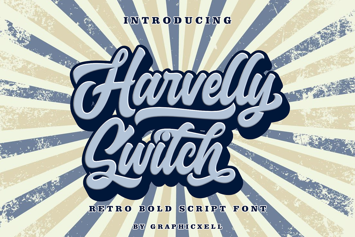 Haverlly Switch Retro Script Font, a Script Font by Graphicxell (Photo 1 of 12)