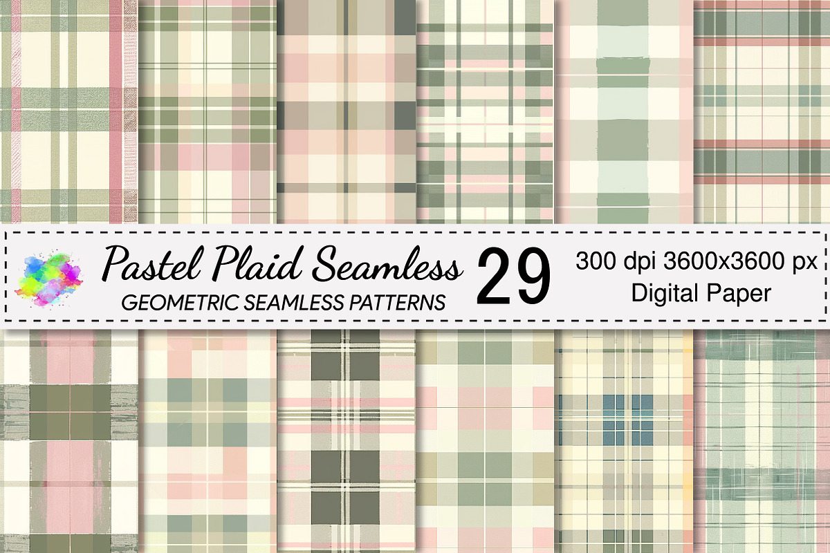 Pastel Plaid Seamless Pattern Bundle, a Pattern Graphic by Canvas Craft (Photo 1 of 9)